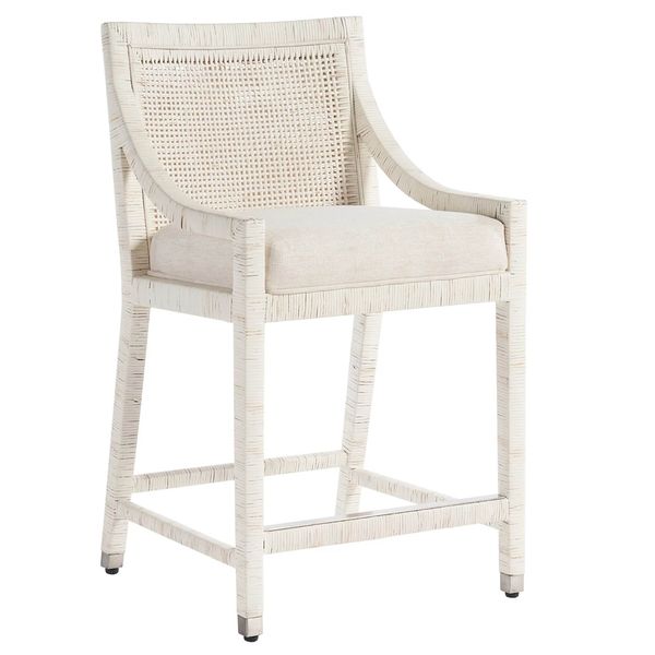 Tabouret de Bar Longboat, Rotin Blanc
