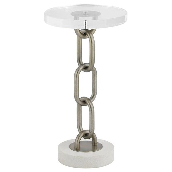 Table d'Appoint Maillon, etain Vieilli