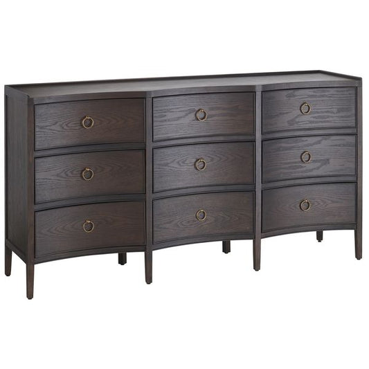 Commode 9 tiroirs Franklin, Marron Fonce