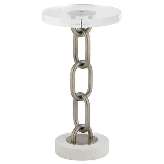 Table d'Appoint Maillon, etain Vieilli